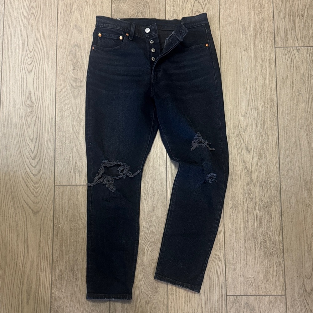 Levi’s 501 Black Distressed Skinny Jeans